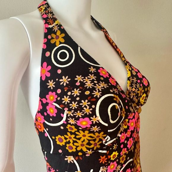 1970’s Vintage Halter Flower Power Maxi Dress - Picture 5 of 9